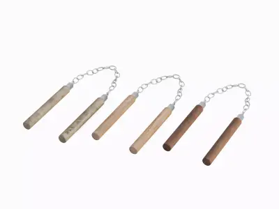 Wooden Nunchaku Set 3D model