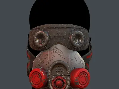Gas mask helmet 3d model scifi Low-poly  Low-poly 3D model 40