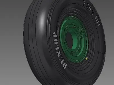 Spitfire - four spoke wheel - smooth tires 3D print model