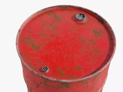 Steel Barrel - Red - Rusted 3D model