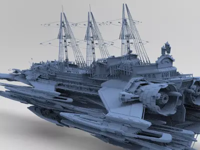 Sci-Fi Captain Blackbeard Ship 3D model