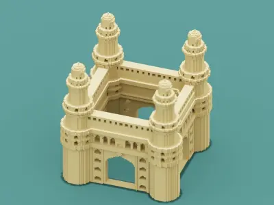 Voxel Charminar  Low-poly 3D model