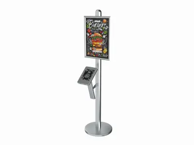 Store exhibition freestanding info tablet holder with poster 3D model