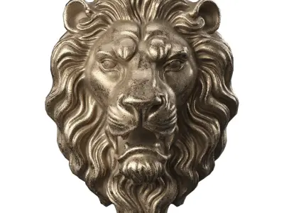 Lion Head Sculpture by lllax Low-poly 3D model
