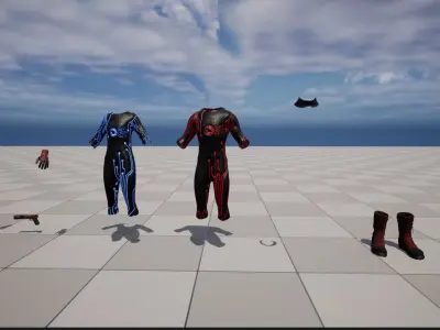 Tech Costume and props for Manny and Quinn Characters 3D model
