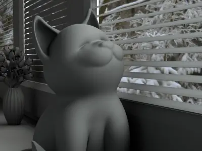 White Little Cat 3D model
