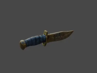 GOLD PLATED KNIFE 3D MODEL  Low-poly 3D model