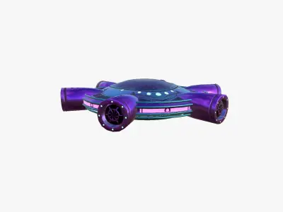 Alien Spaceship UFO J04 Purple Blue - Sci Fi Spacecraft Design Low-poly 3D model