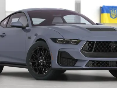 Ford Mustang 2024 Collection with opening doors and trunk1 3D model