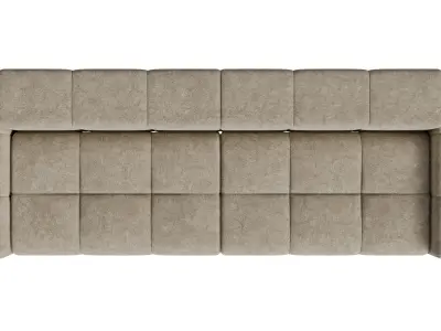 Beige Velvet Rectangle Upholstered Sofa 3D model