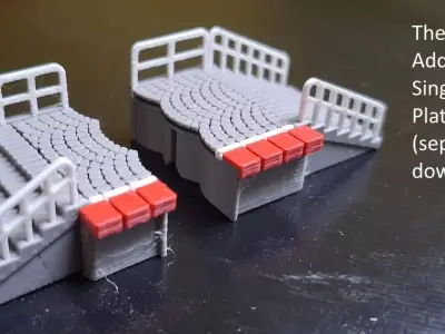 Single Edge Platform front stairs 1-87 FDM color 3D print model