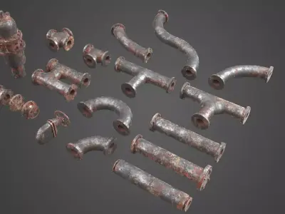Factory Element - Pipes Low-poly 3D model