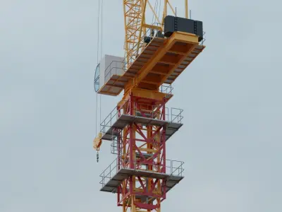 Luffing Jib Tower Crane 2 with External Climbing Frame 3D model