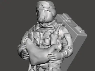 Modern marauder soldier pig  with chicken Free 3D print model
