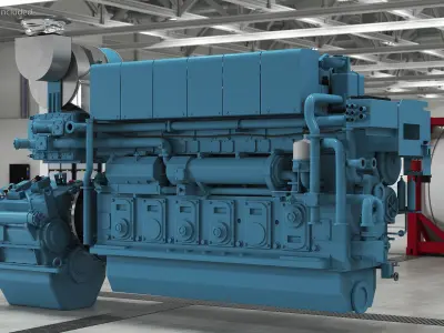 Marine Propulsion Engine Blue 3D model