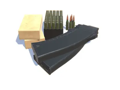 5-45x39 Ammo Pack Low-poly 3D model