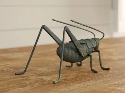 Black Metal Cricket Sculpture 3D model