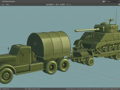 M19 Tank Transporter-Sherman Tank  Base Mesh Model Low-poly 3D model