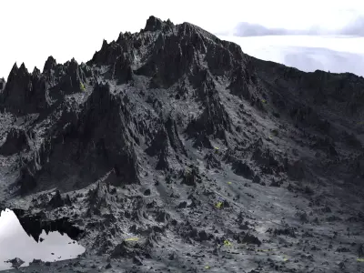 Mordor Mountain rock terrain 1 3D model