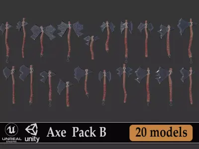 Axe Pack B Low-poly 3D model