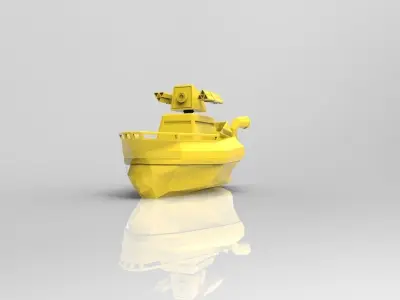Low poly warship toy boat Low-poly 3D model