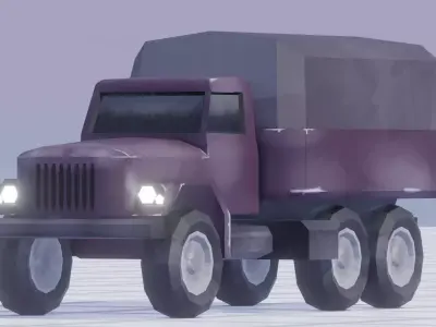 Stylized Military Truck 3D Model Free low-poly 3D model