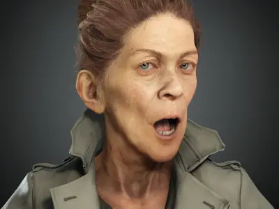 Detective mature woman - Rigged and Blendshapes Low-poly 3D model