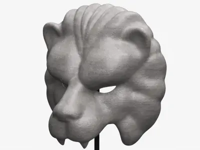 Decorative Lion Bust with Base 3D model