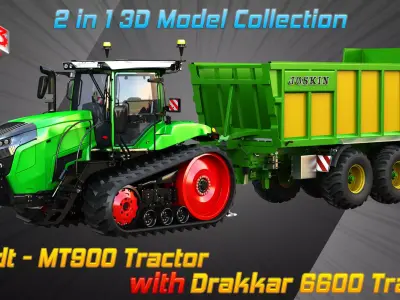 Fendt - MT900 Tractor with Drakkar 6600 Trailer 3D Model Pack purchase