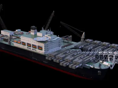 Pipelay vessel  catamaran 3D model