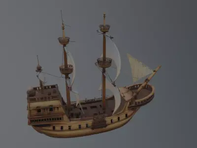 wood ship 3D model