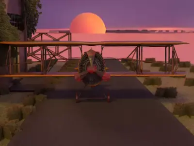 Low poly biplane model Low-poly 3D model