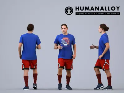 00496Mateo007 - Adult Caucasian man playing soccer in summer 3D model