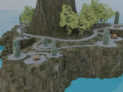 Serene Coastal Pathways 3D model