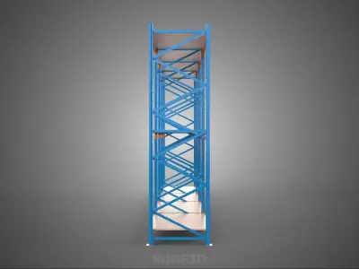 SHELF WOOD STEEL WAREHOUSE METAL SHELVING STORAGE RACK ORGANIZE 3D model