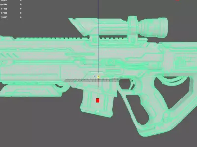 Blue Futuristic Rifle 3D model