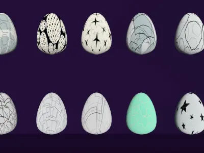 Geometric Eggs Pack Collect Monster Hatching Theme dragon Low-poly 3D model