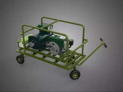ARMY MILITARY TACTICAL FIELD GENERATOR SET GENSET WHEELED CART 3D model