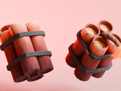 Low poly - Stylized Game Items  - Dynamite Low-poly 3D model