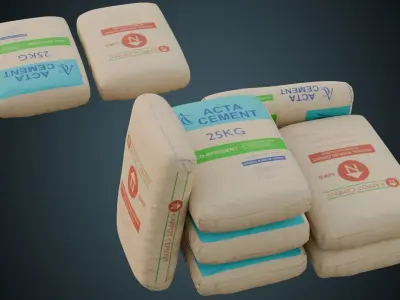 Cement Bag 1A Low-poly 3D model