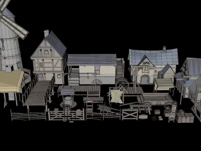 Medieval Low poly pack Low-poly 3D model