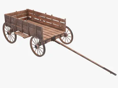 wooden cart 2 3D model purchase