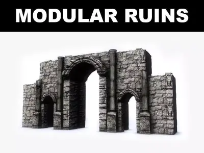 Modular Ruins Kit  Low-poly 3D model