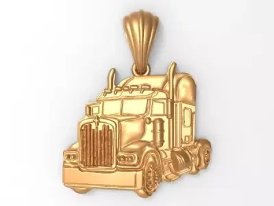 Semi Trailer Truck Pendant Necklace Jewerlry 3D print model get
