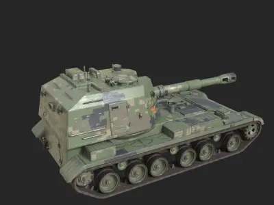 4 coatings of PLA Army PLZ83 152mm self-propelled howitzer Low-poly 3D model