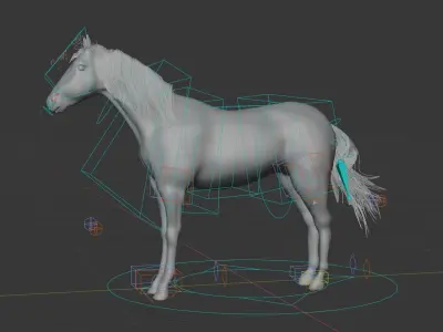Horse in forest Low-poly 3D model