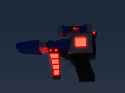 Sci-Fi Gun Game Ready Low-Poly  3D Model Gun 3D Model Low-poly 3D model