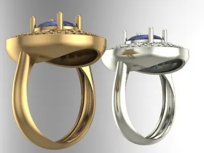 Oval shape gold ring 3D print model