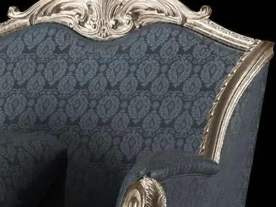 rococo sofa and armchair set 3D model