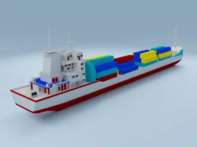 ship low poly container Low-poly 3D model